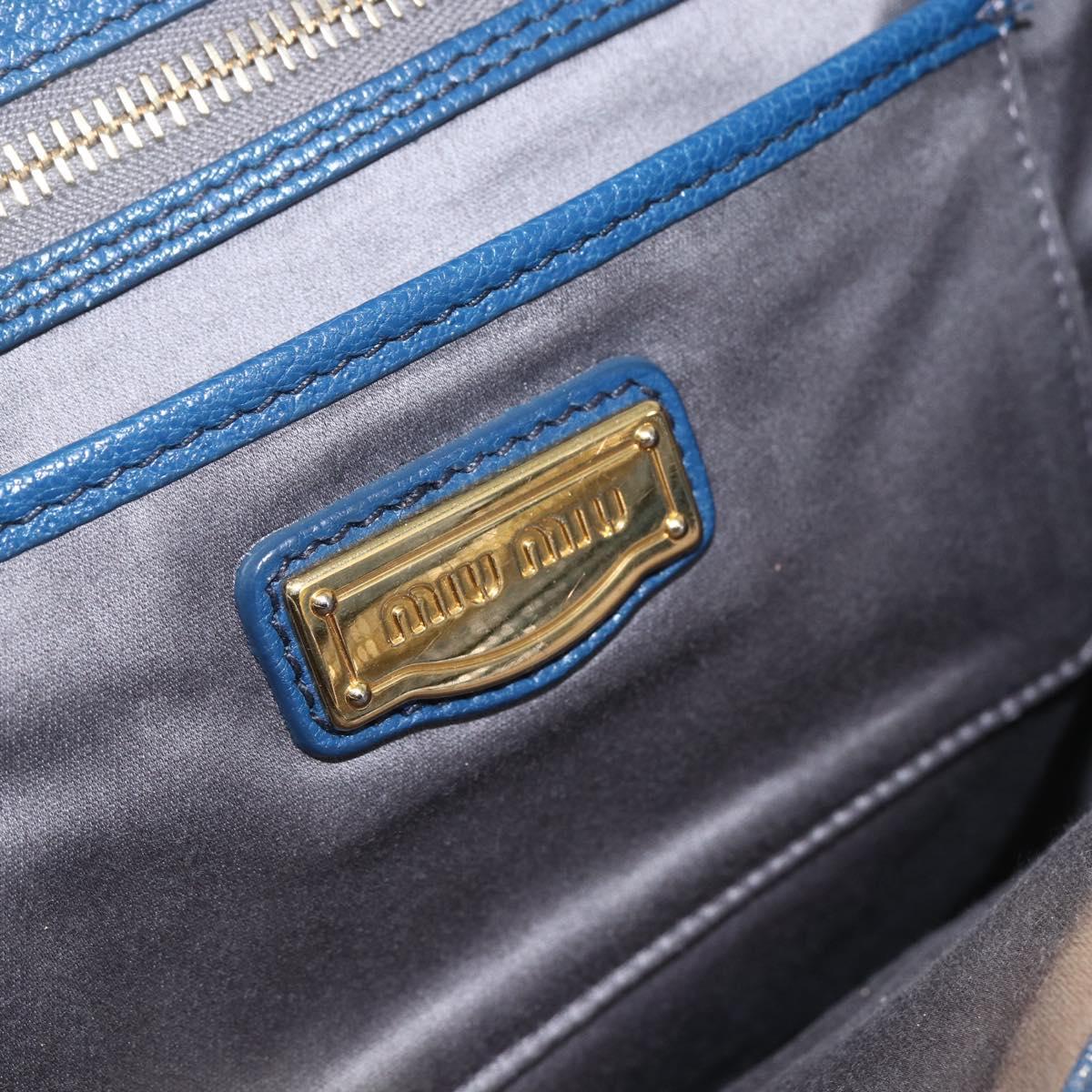 Miu Miu Hand Bag Leather 2way Blue Gold Auth 156133