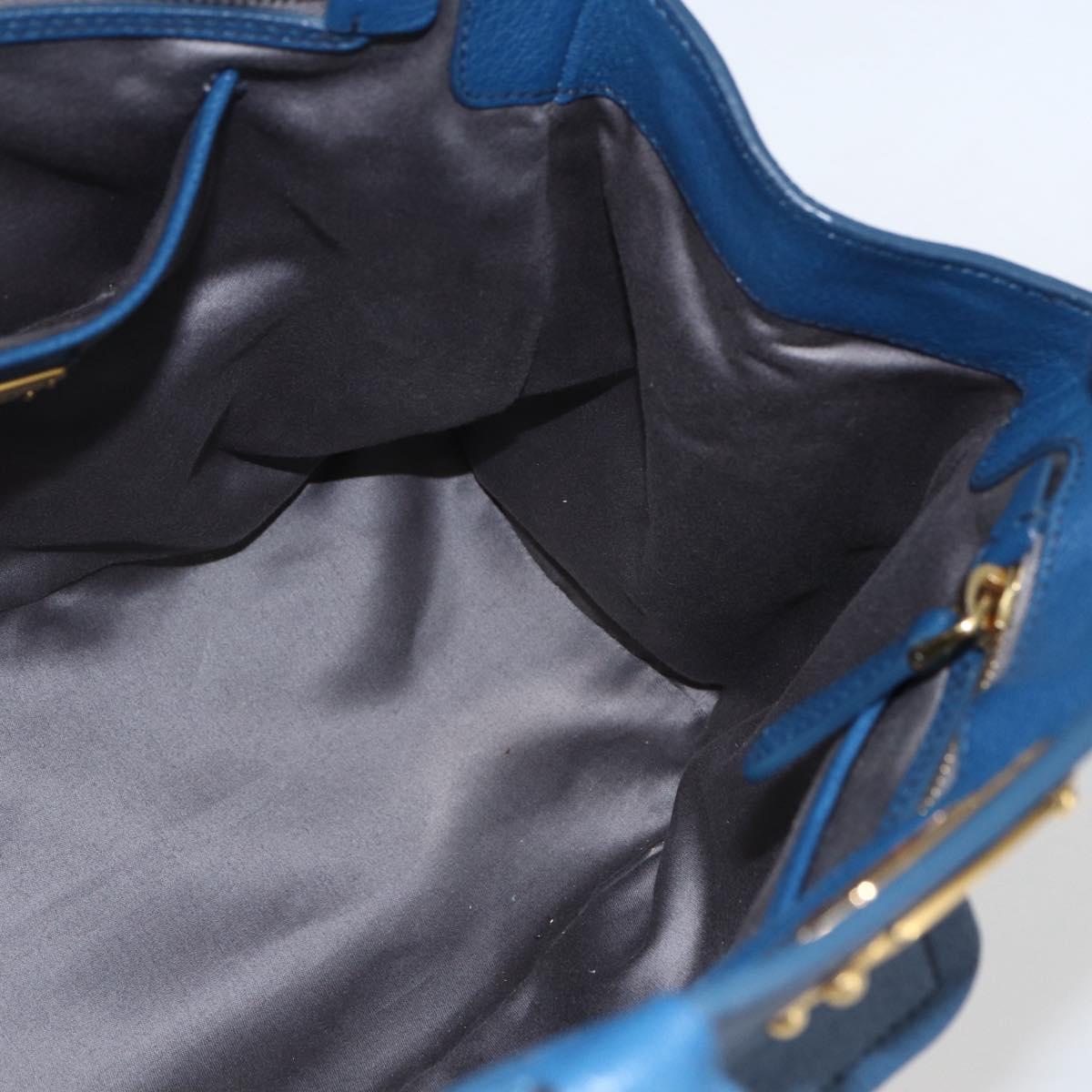 Miu Miu Hand Bag Leather 2way Blue Gold Auth 156133