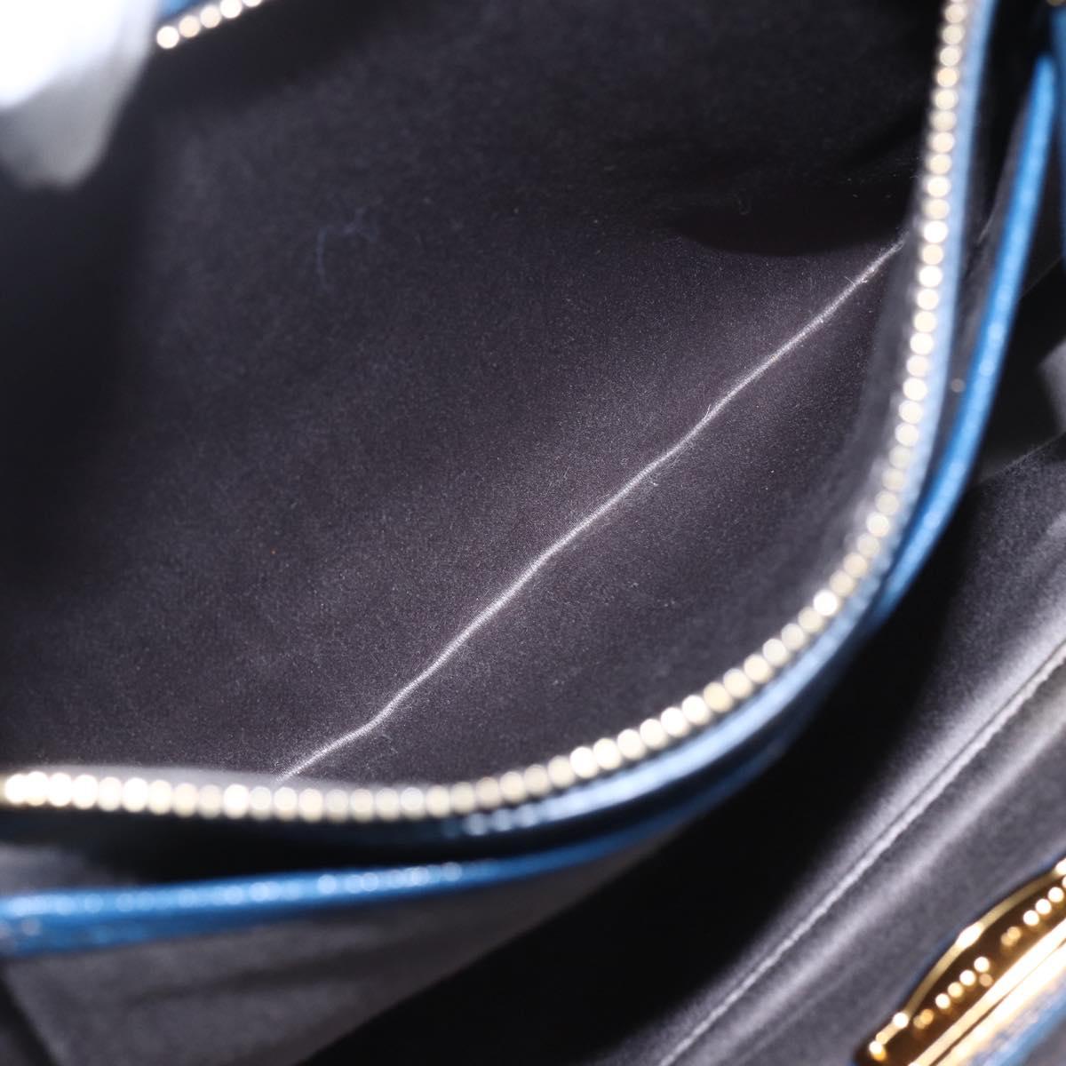 Miu Miu Hand Bag Leather 2way Blue Gold Auth 156133