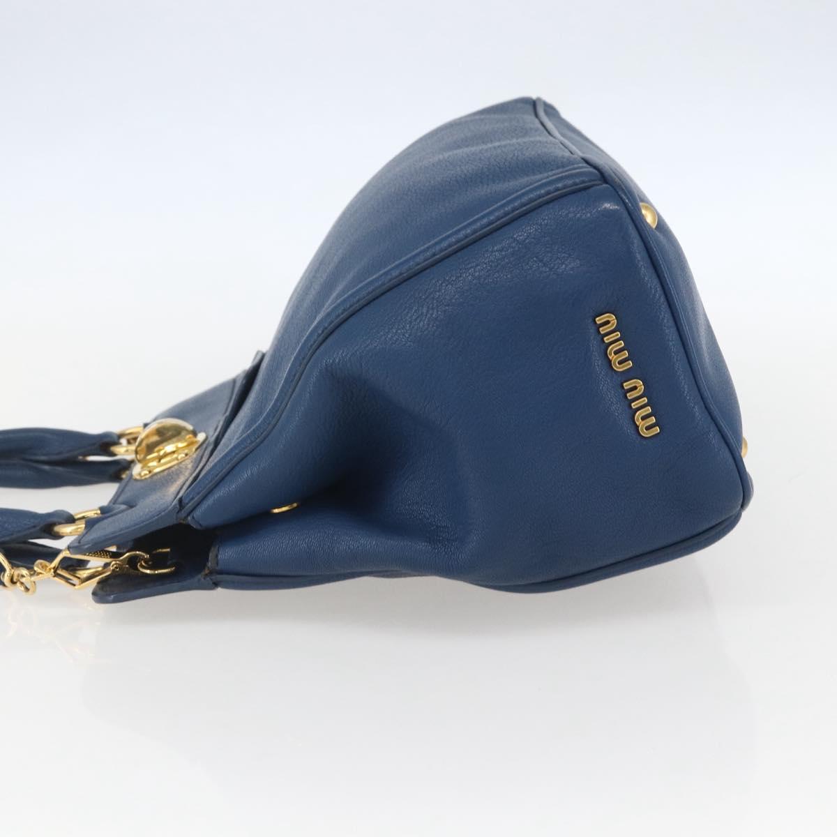 Miu Miu Hand Bag Leather 2way Blue Gold Auth 156133
