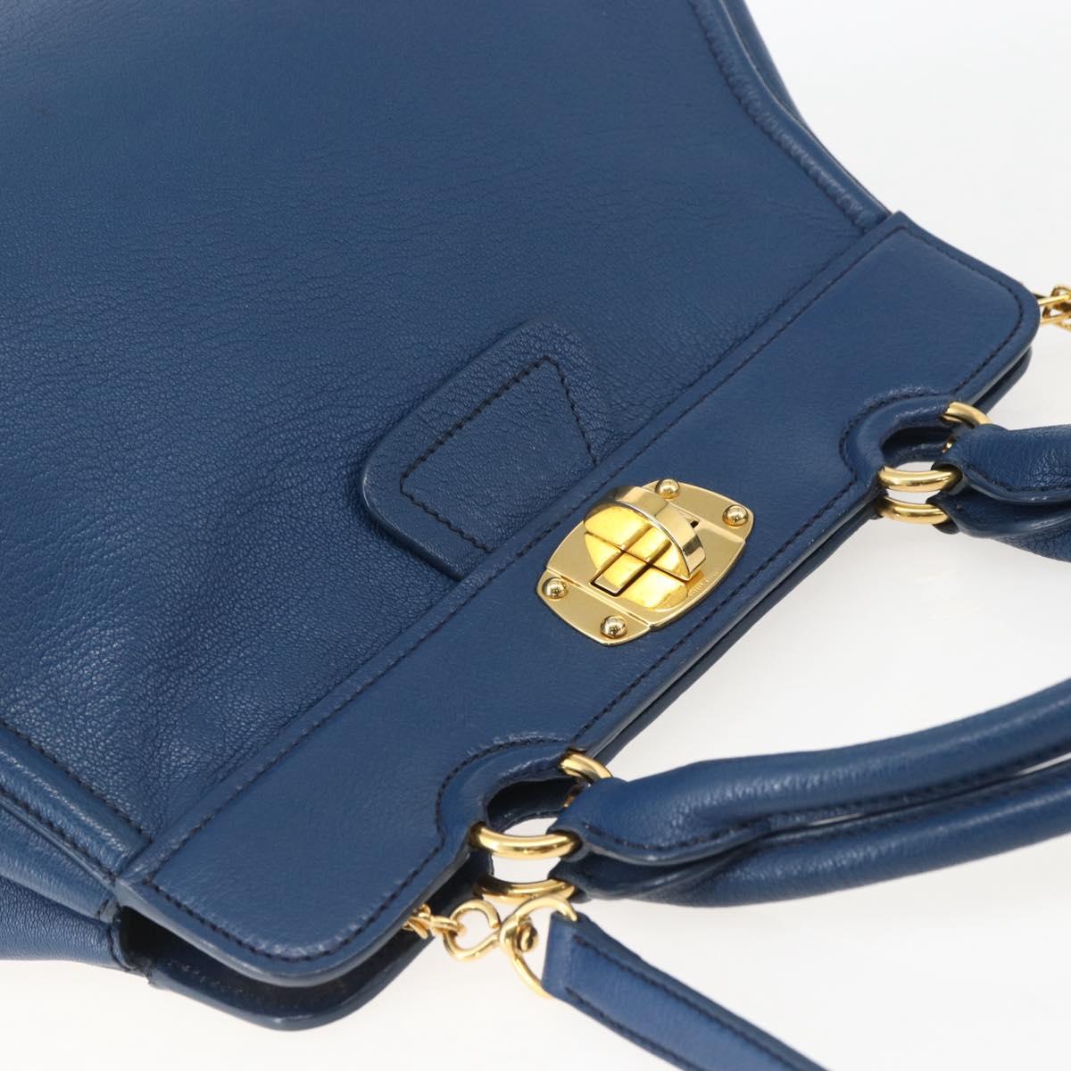 Miu Miu Hand Bag Leather 2way Blue Gold Auth 156133