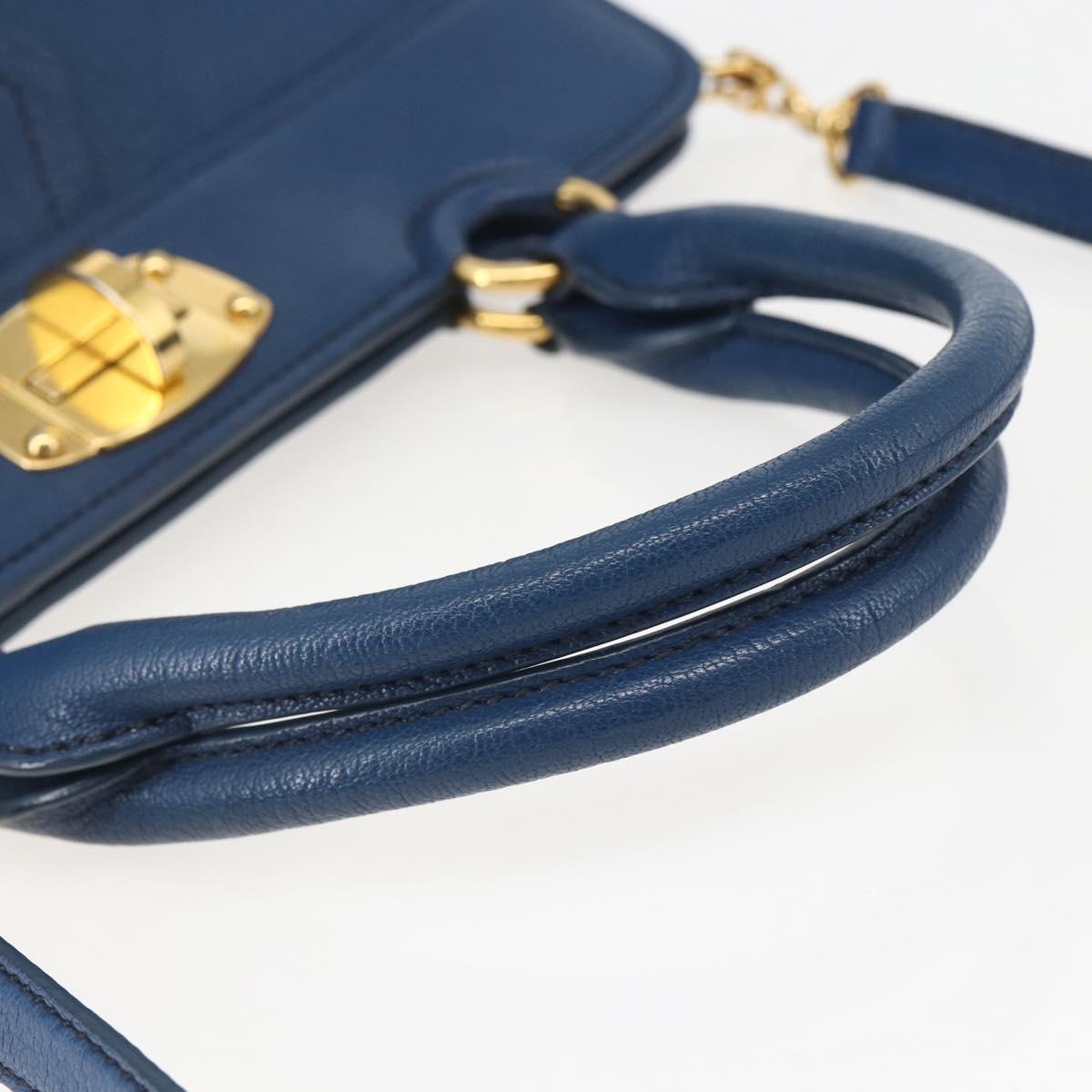 Miu Miu Hand Bag Leather 2way Blue Gold Auth 156133