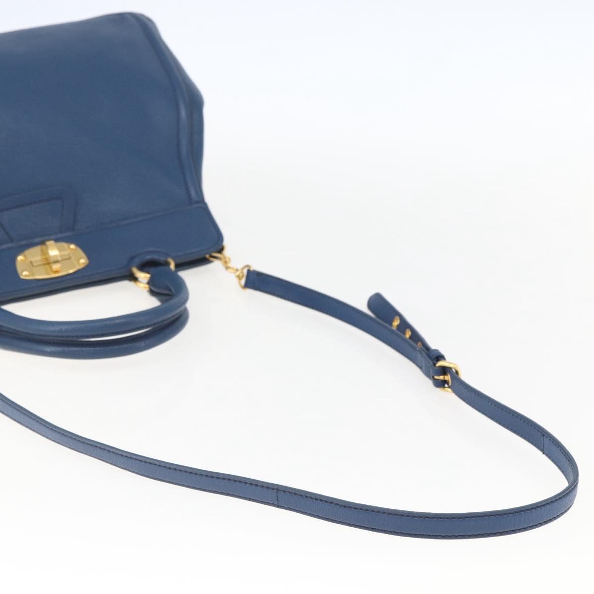 Miu Miu Hand Bag Leather 2way Blue Gold Auth 156133