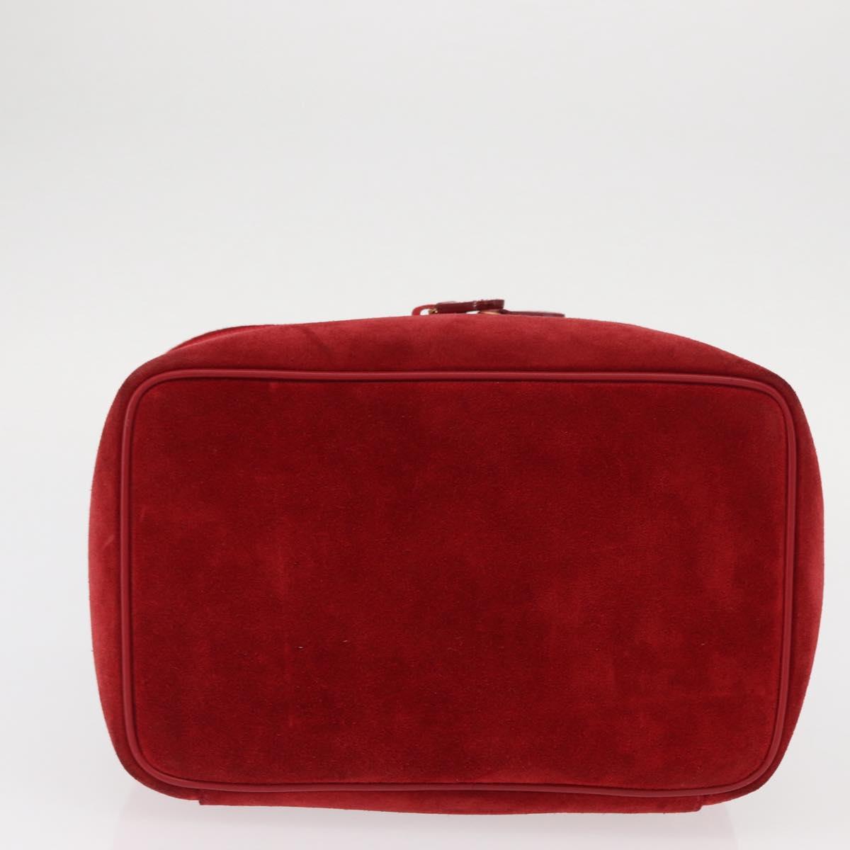GUCCI Vanity Hand Bag Suede Red Gold 032 1705 0140 Auth 156137