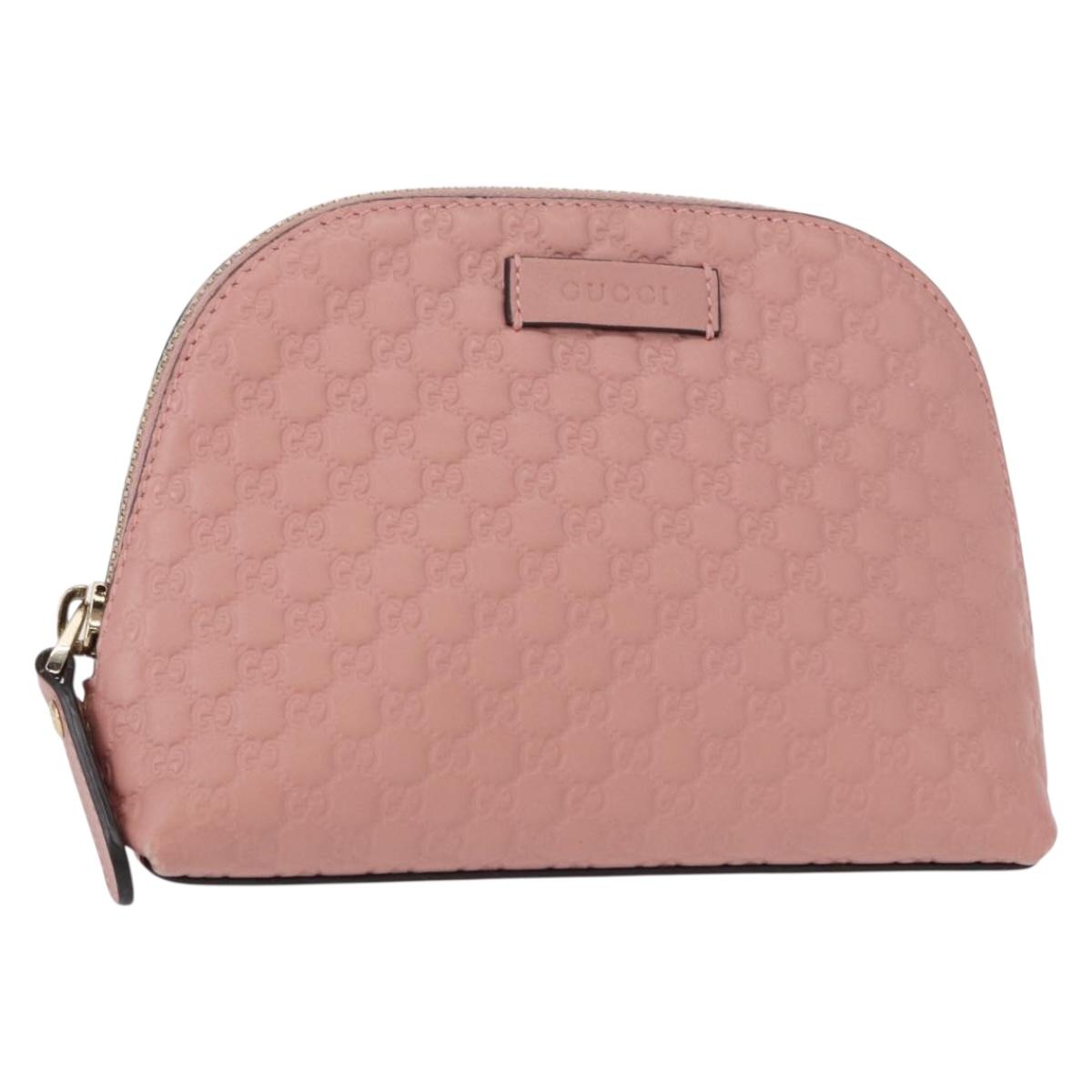 GUCCI Micro GG Supreme Pouch Leather outlet Pink Gold 449893 Auth 156138V