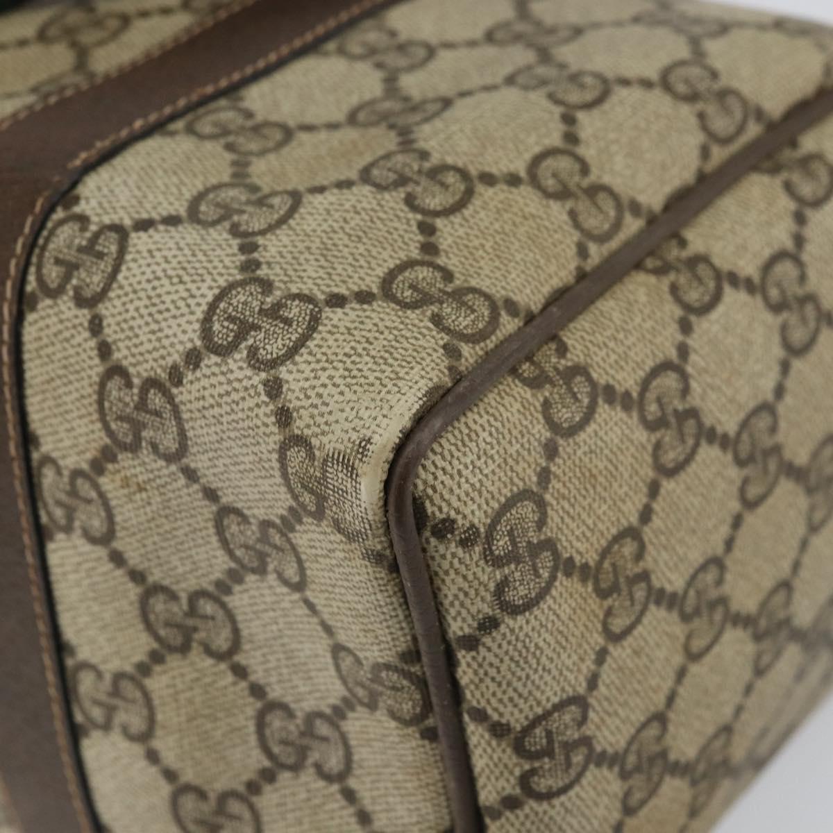 GUCCI GG Supreme Web Sherry Line Boston Bag PVC Beige Gold 010 378 Auth 156155