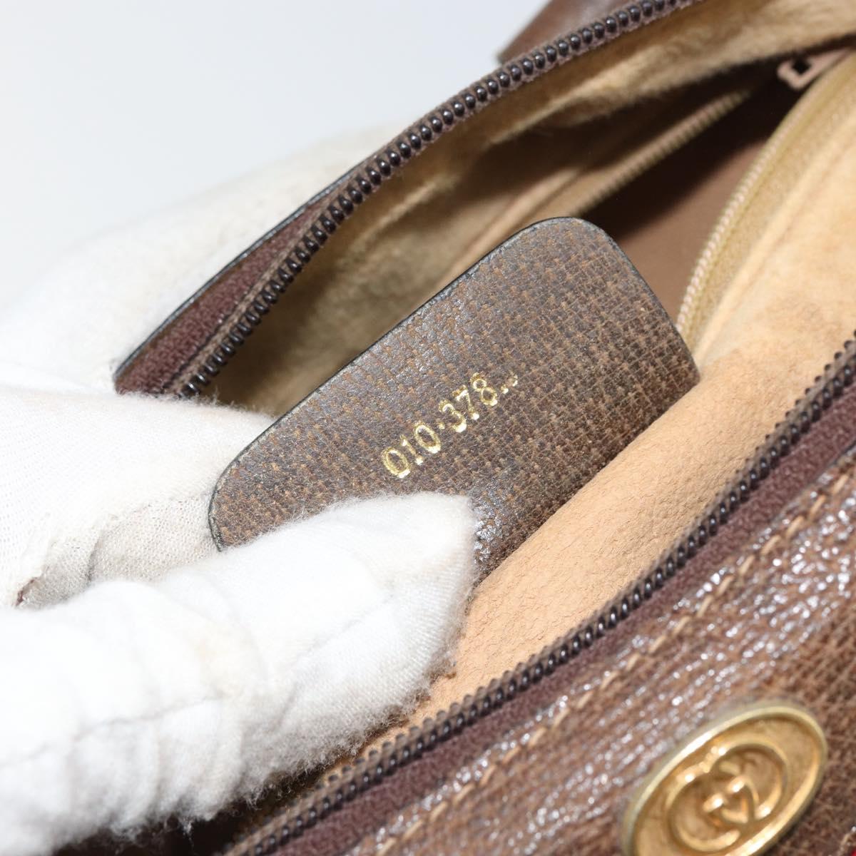 GUCCI GG Supreme Web Sherry Line Boston Bag PVC Beige Gold 010 378 Auth 156155