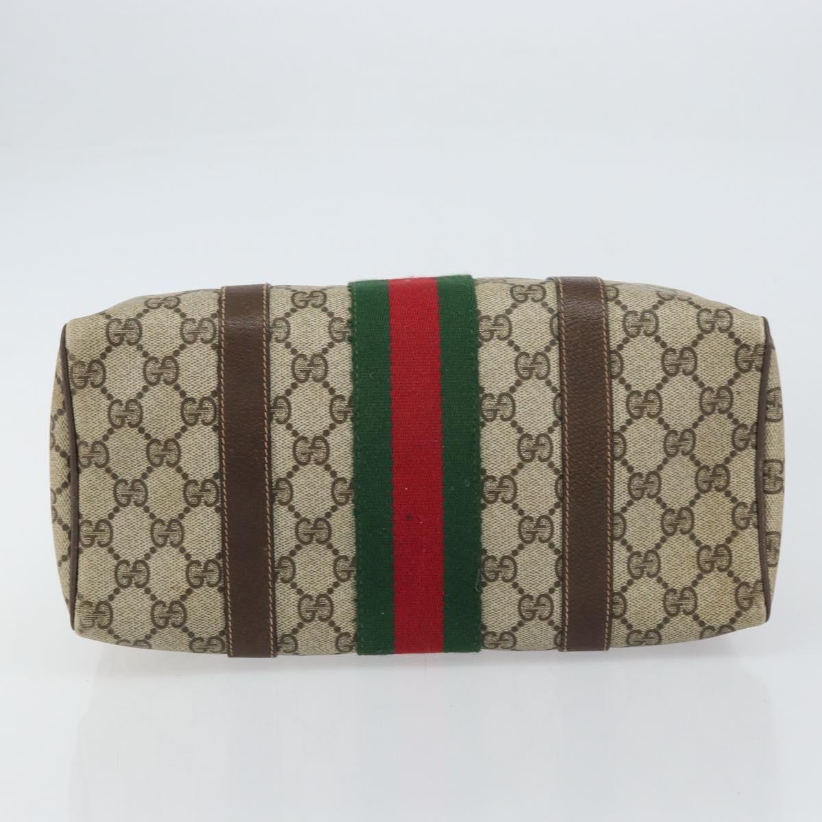 GUCCI GG Supreme Web Sherry Line Boston Bag PVC Beige Gold 010 378 Auth 156155