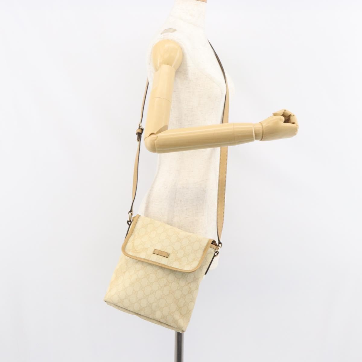 GUCCI GG Supreme Shoulder Bag PVC Ivory Gold 223666 Auth 156157