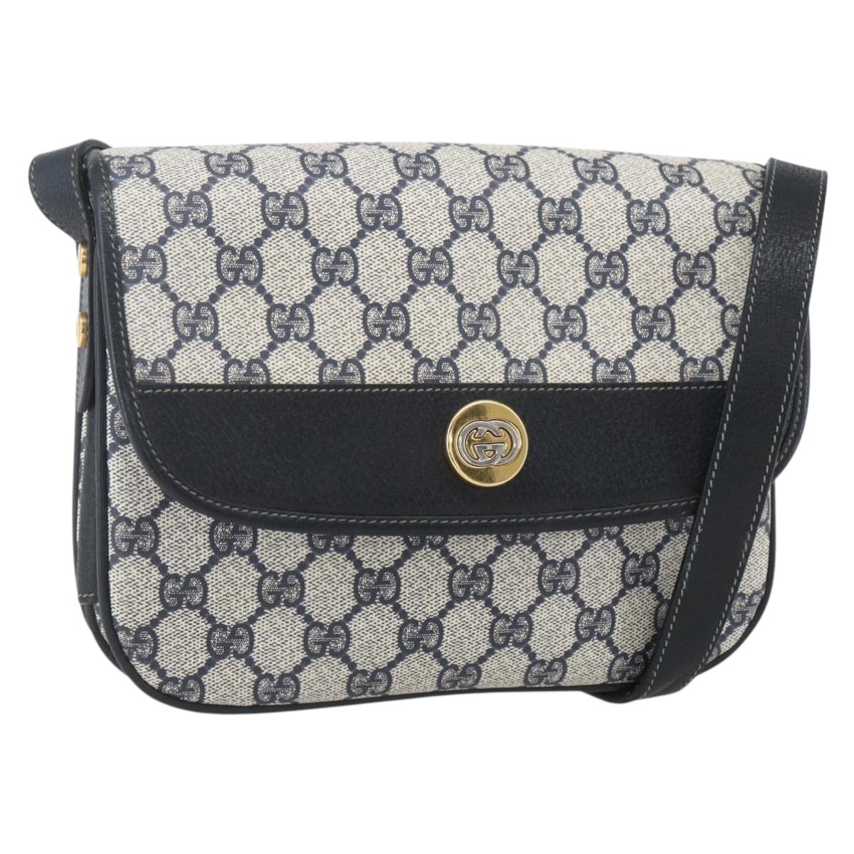 GUCCI GG Supreme Shoulder Bag PVC Red Gold Auth 156158