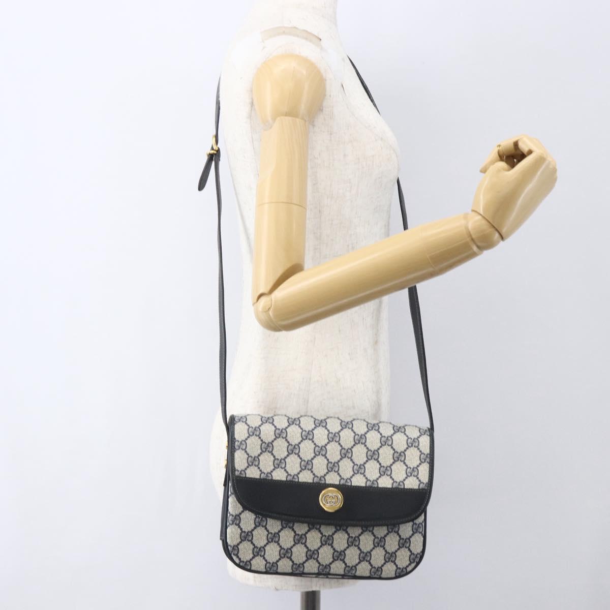 GUCCI GG Supreme Shoulder Bag PVC Red Gold Auth 156158