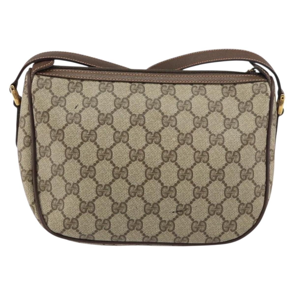 GUCCI GG Supreme Web Sherry Line Bag PVC Beige Gold 89 02 032 Auth 156159