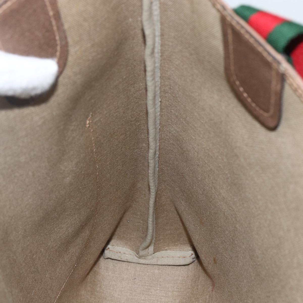 GUCCI GG Supreme Web Sherry Line Tote Bag PVC Beige Red 39 02 003 Auth 156160