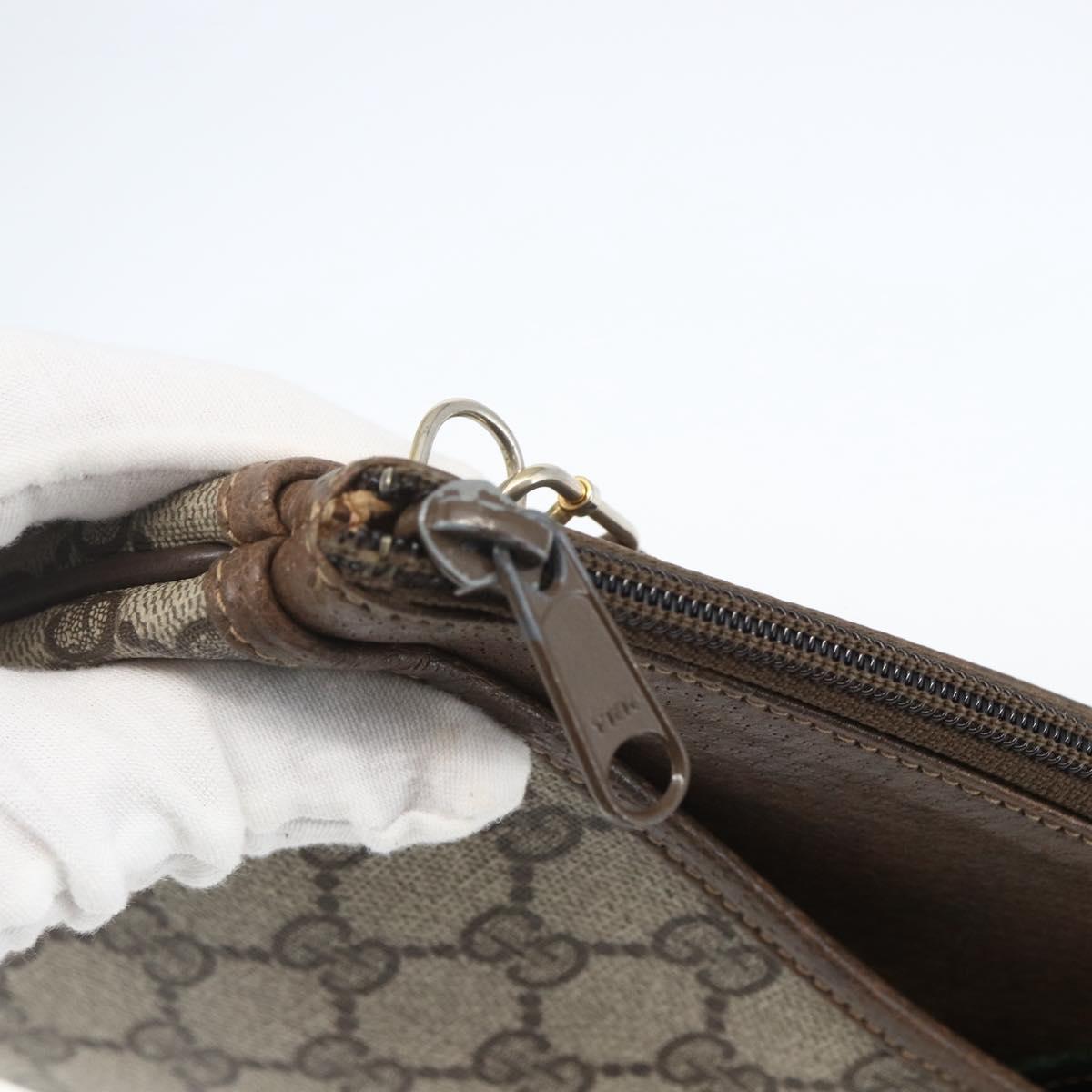 GUCCI GG Supreme Web Sherry Line Bag PVC Beige Gold 39 02 026 Auth 156161