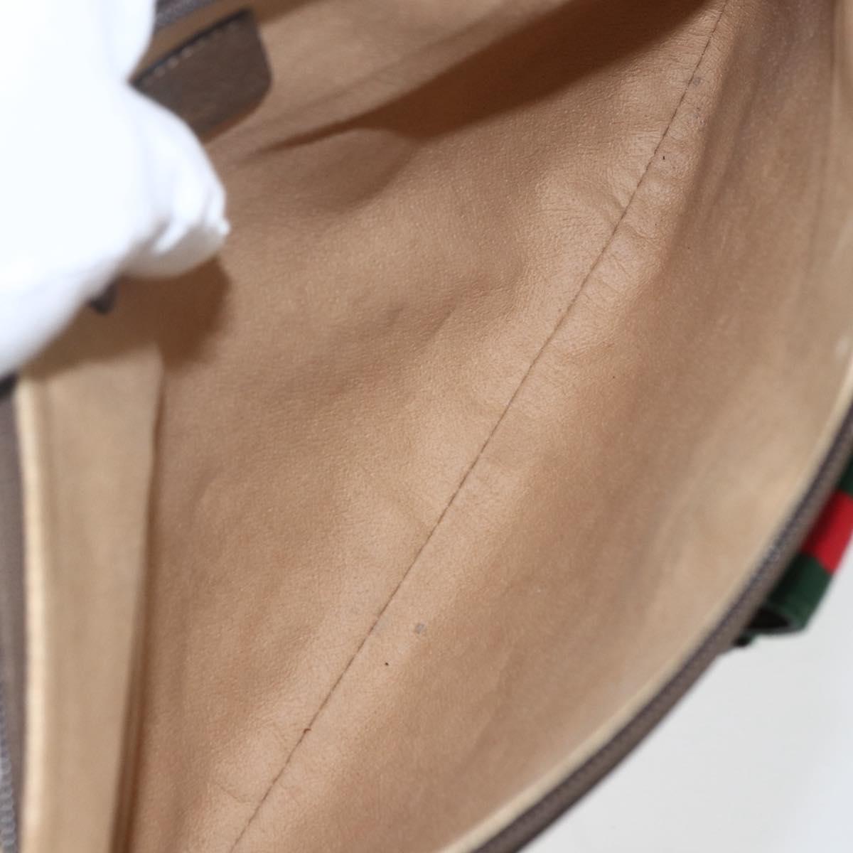 GUCCI GG Supreme Web Sherry Line Bag PVC Beige Gold 39 02 026 Auth 156161