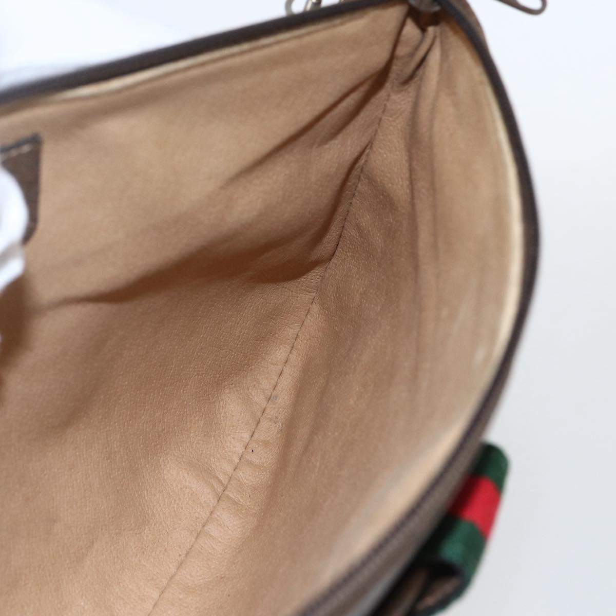 GUCCI GG Supreme Web Sherry Line Bag PVC Beige Gold 39 02 026 Auth 156161