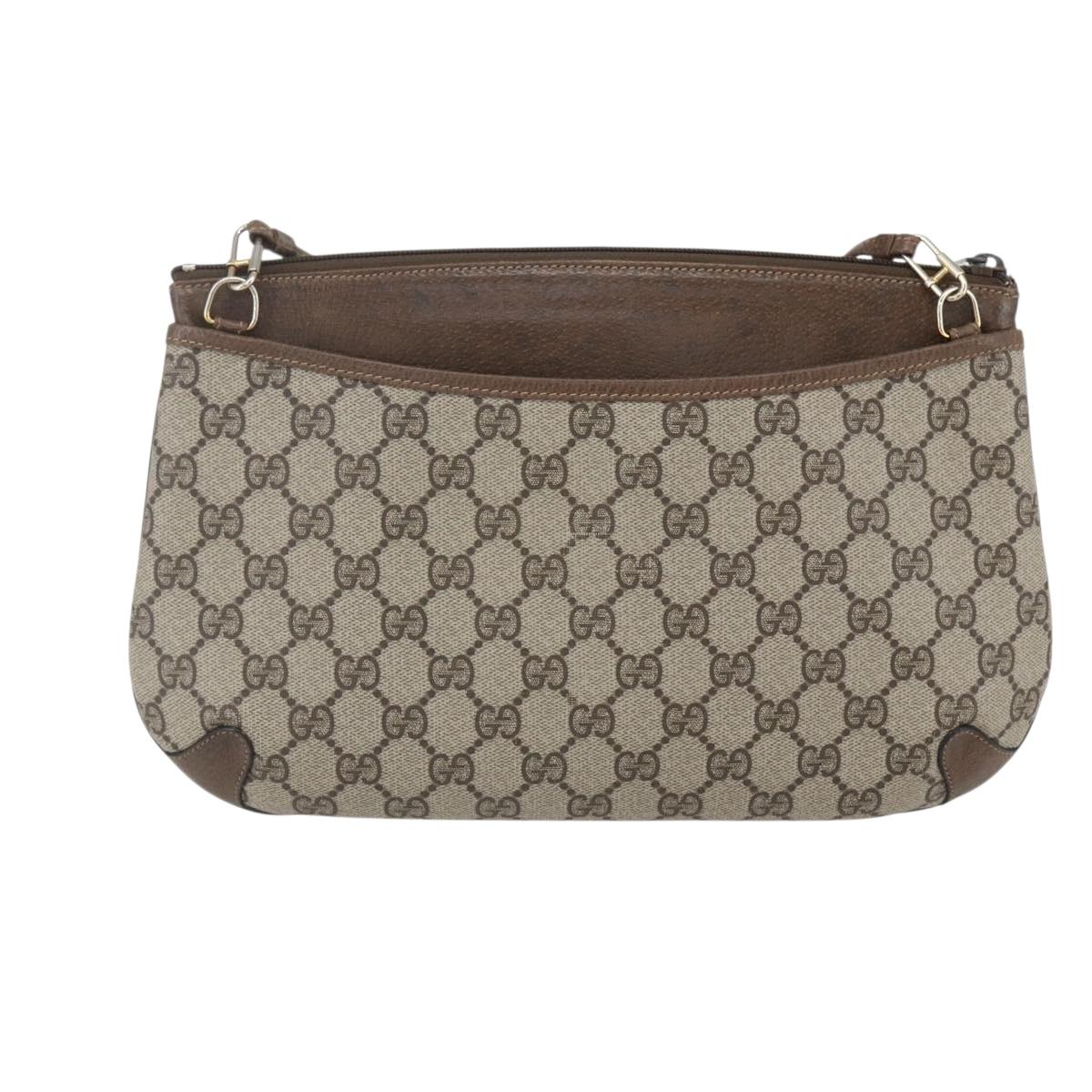 GUCCI GG Supreme Web Sherry Line Bag PVC Beige Gold 39 02 026 Auth 156161