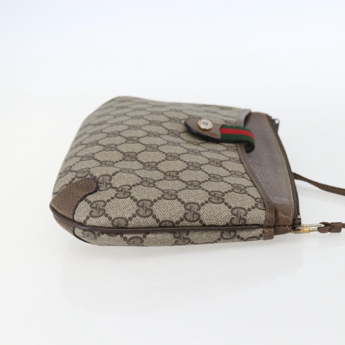 GUCCI GG Supreme Web Sherry Line Bag PVC Beige Gold 39 02 026 Auth 156161