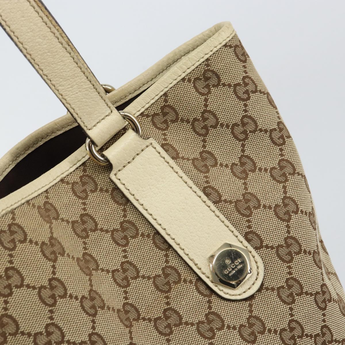 GUCCI GG Canvas Tote Bag Beige Gold 153009 Auth 156163