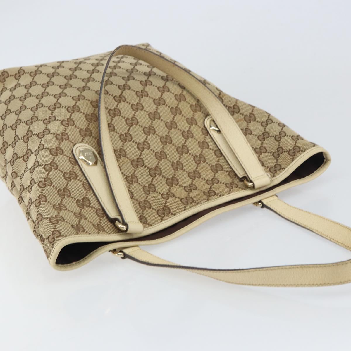 GUCCI GG Canvas Tote Bag Beige Gold 153009 Auth 156163