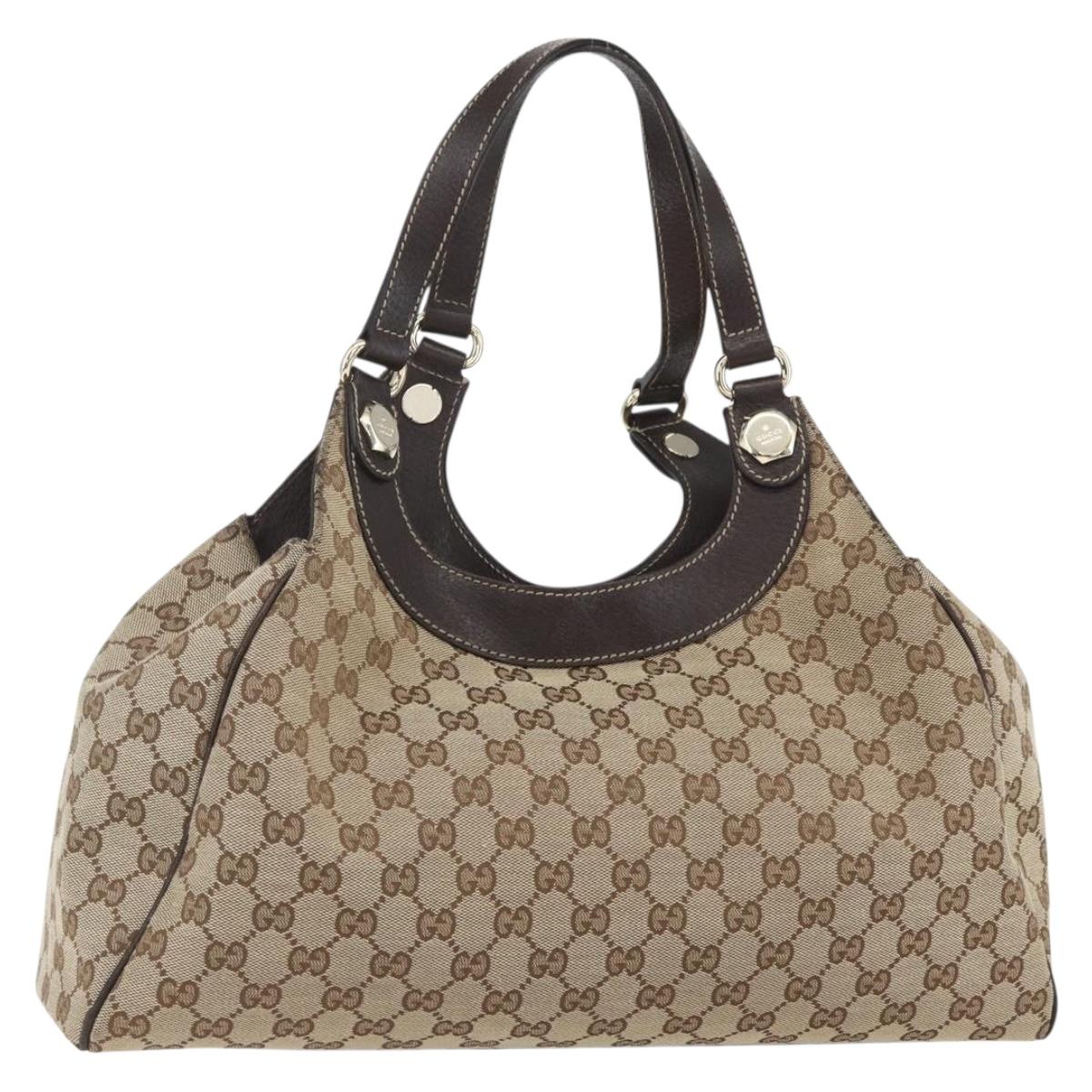 GUCCI GG Canvas Hand Bag Beige Gold 154981 Auth 156164V