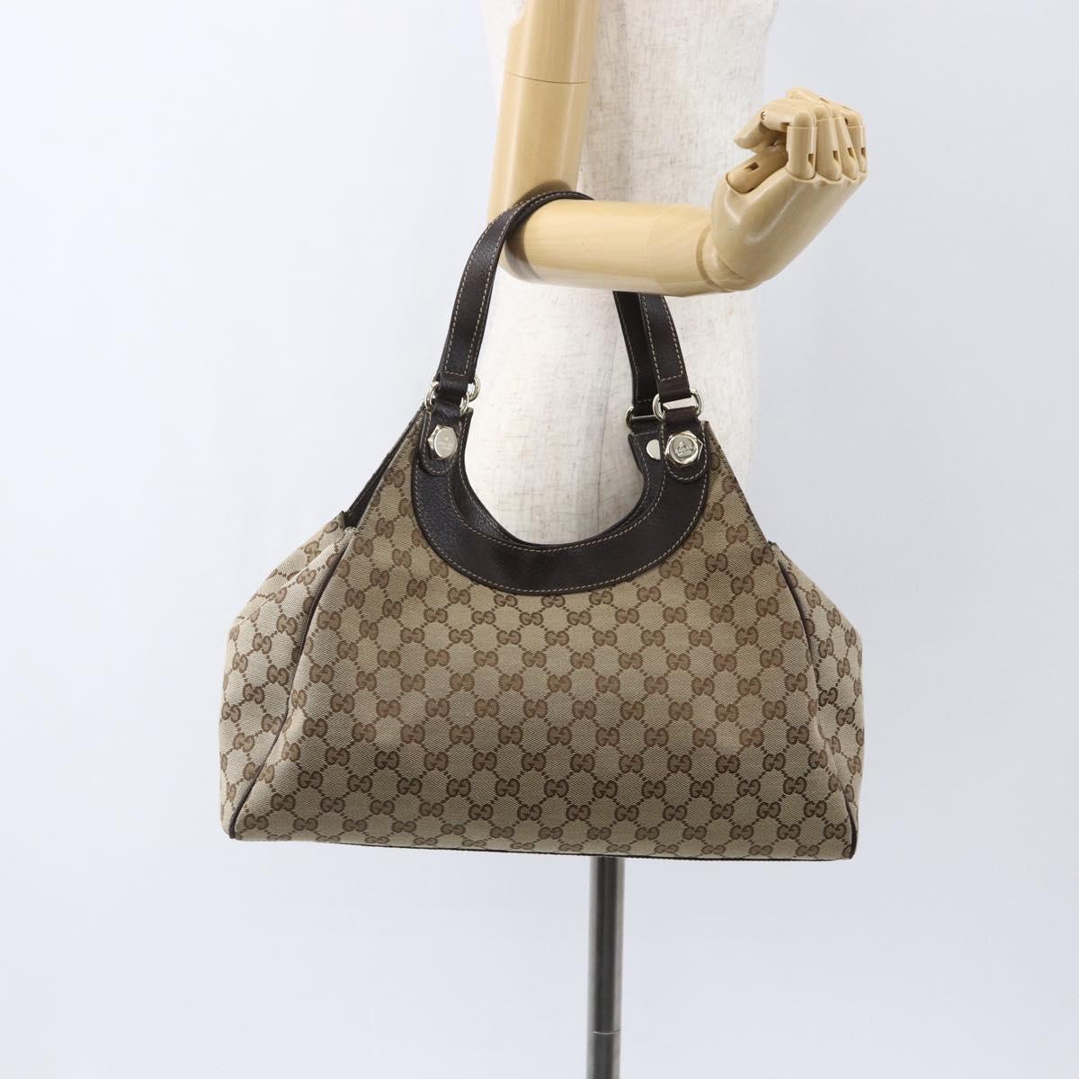 GUCCI GG Canvas Hand Bag Beige Gold 154981 Auth 156164V