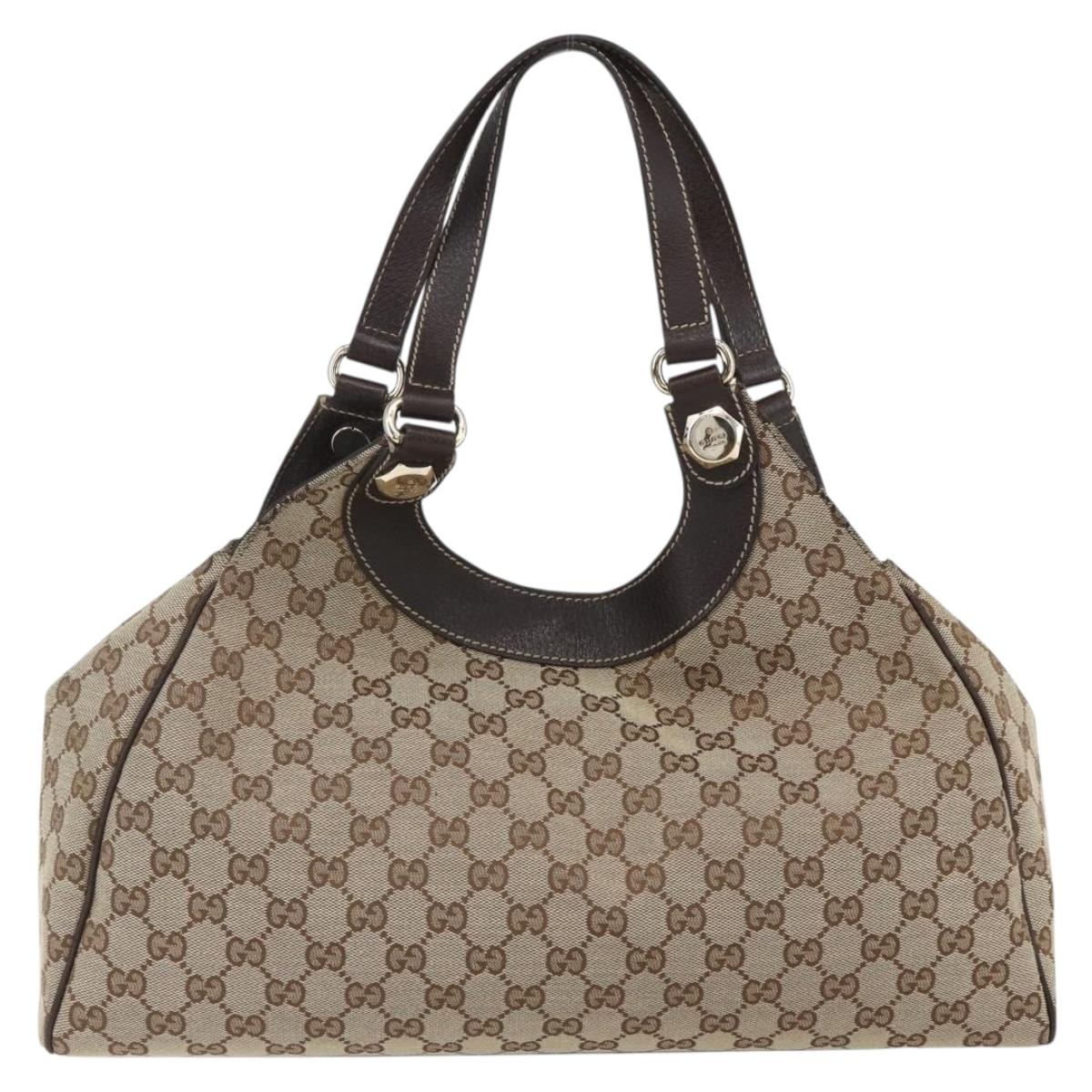 GUCCI GG Canvas Hand Bag Beige Gold 154981 Auth 156164V