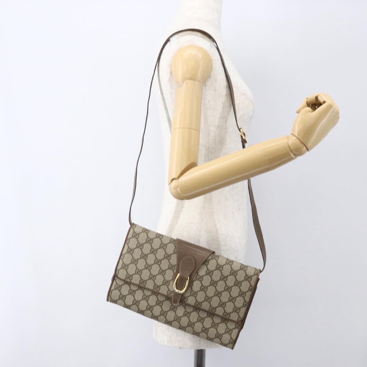 GUCCI GG Supreme Shoulder Bag PVC Beige Gold 904 02 050 Auth 156165