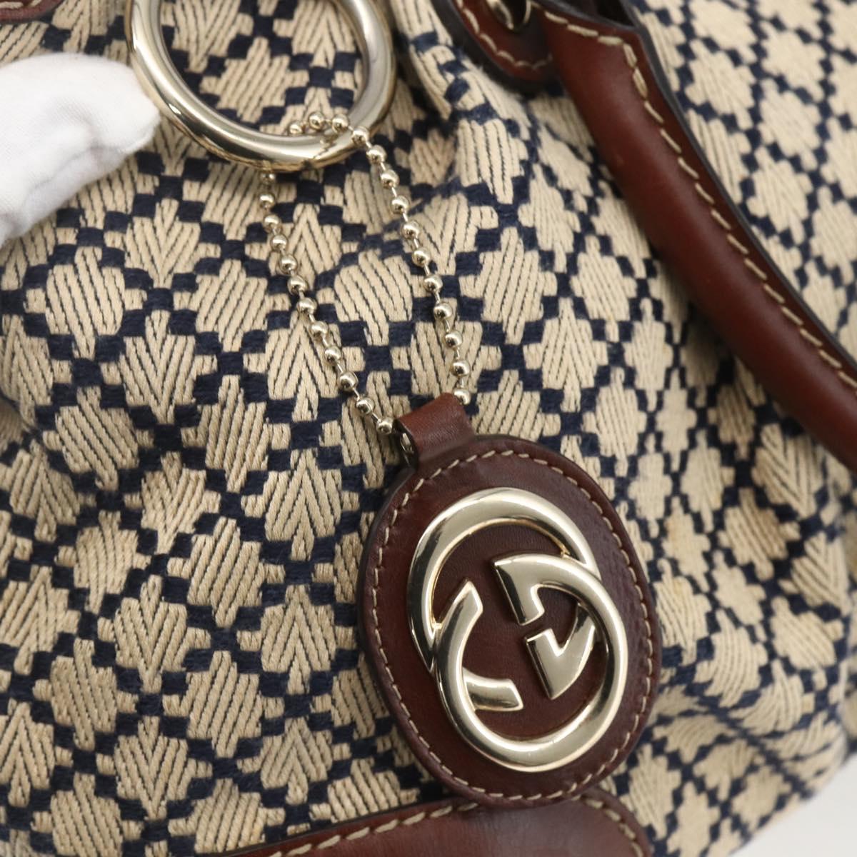 GUCCI Diamante Sukey Hand Bag Canvas 2way Beige Gold 247902 Auth 156167