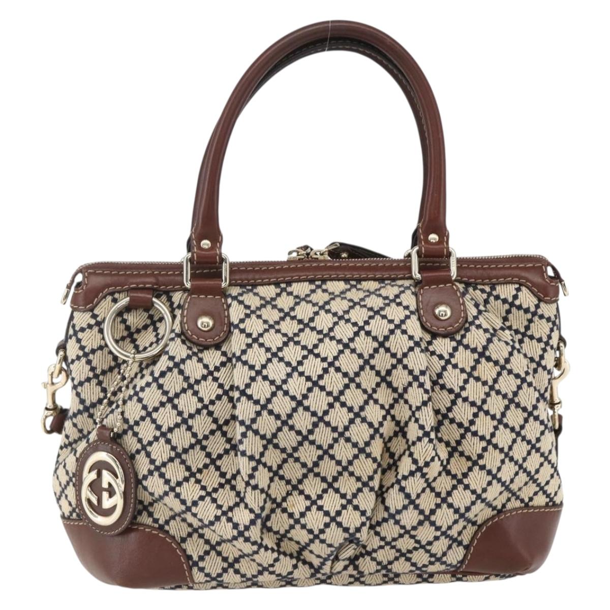 GUCCI Diamante Sukey Hand Bag Canvas 2way Beige Gold 247902 Auth 156167