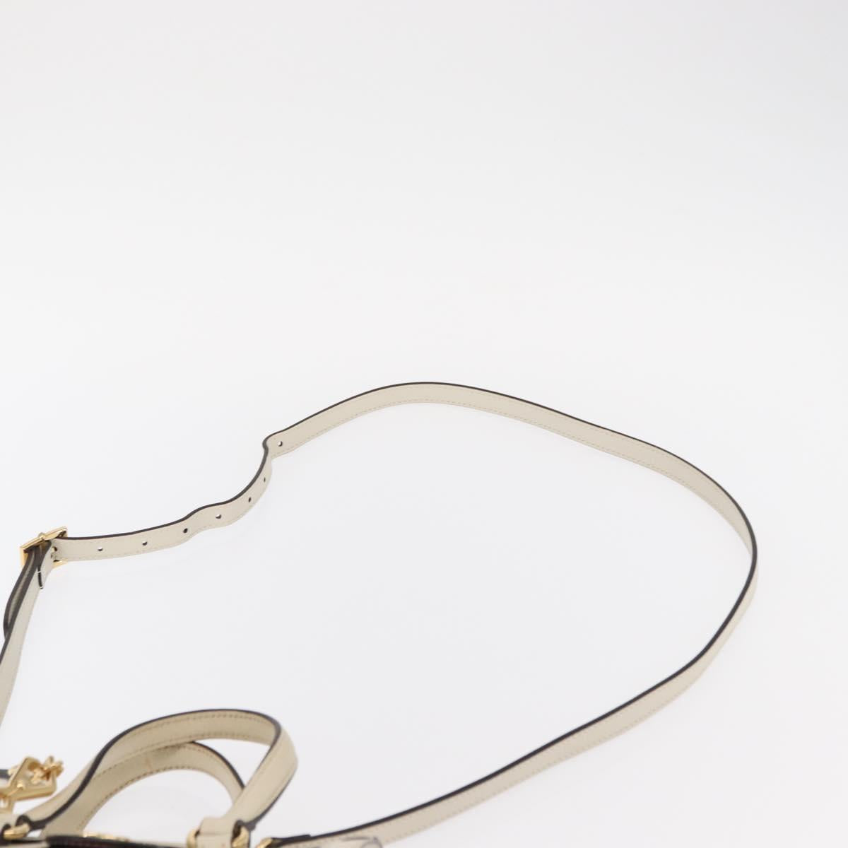 GUCCI Sherry Line Ophidia Hand Bag Leather 2way White Gold 547551 Auth 156169