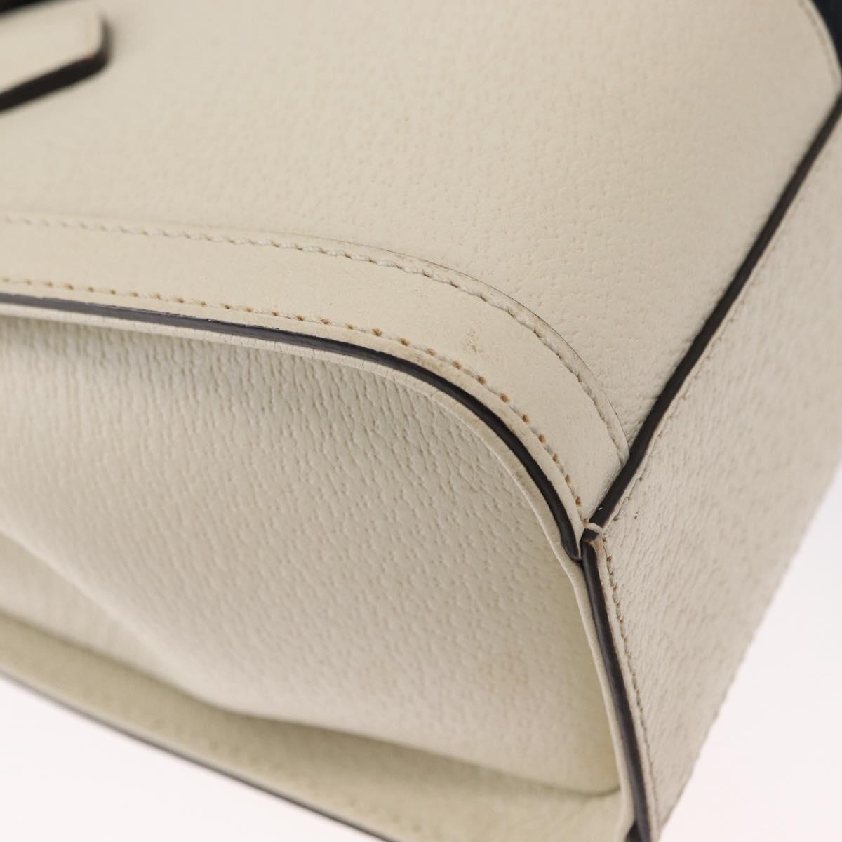 GUCCI Sherry Line Ophidia Hand Bag Leather 2way White Gold 547551 Auth 156169
