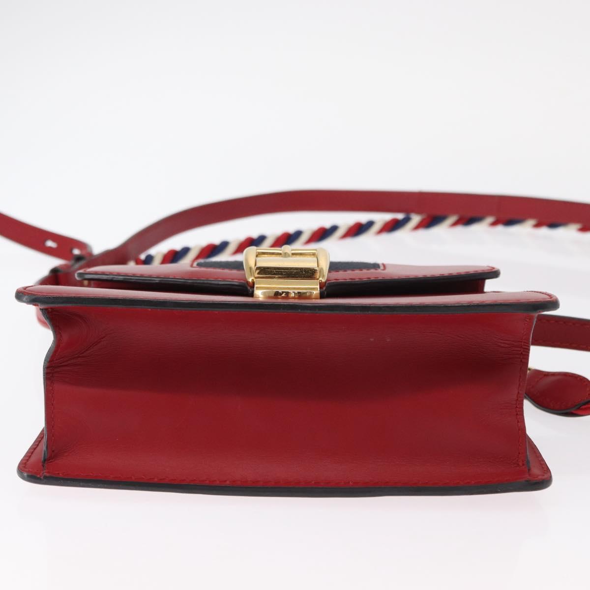 GUCCI Silvi Sherry Line Hand Bag Leather 2way Red Gold 470270 Auth 156170