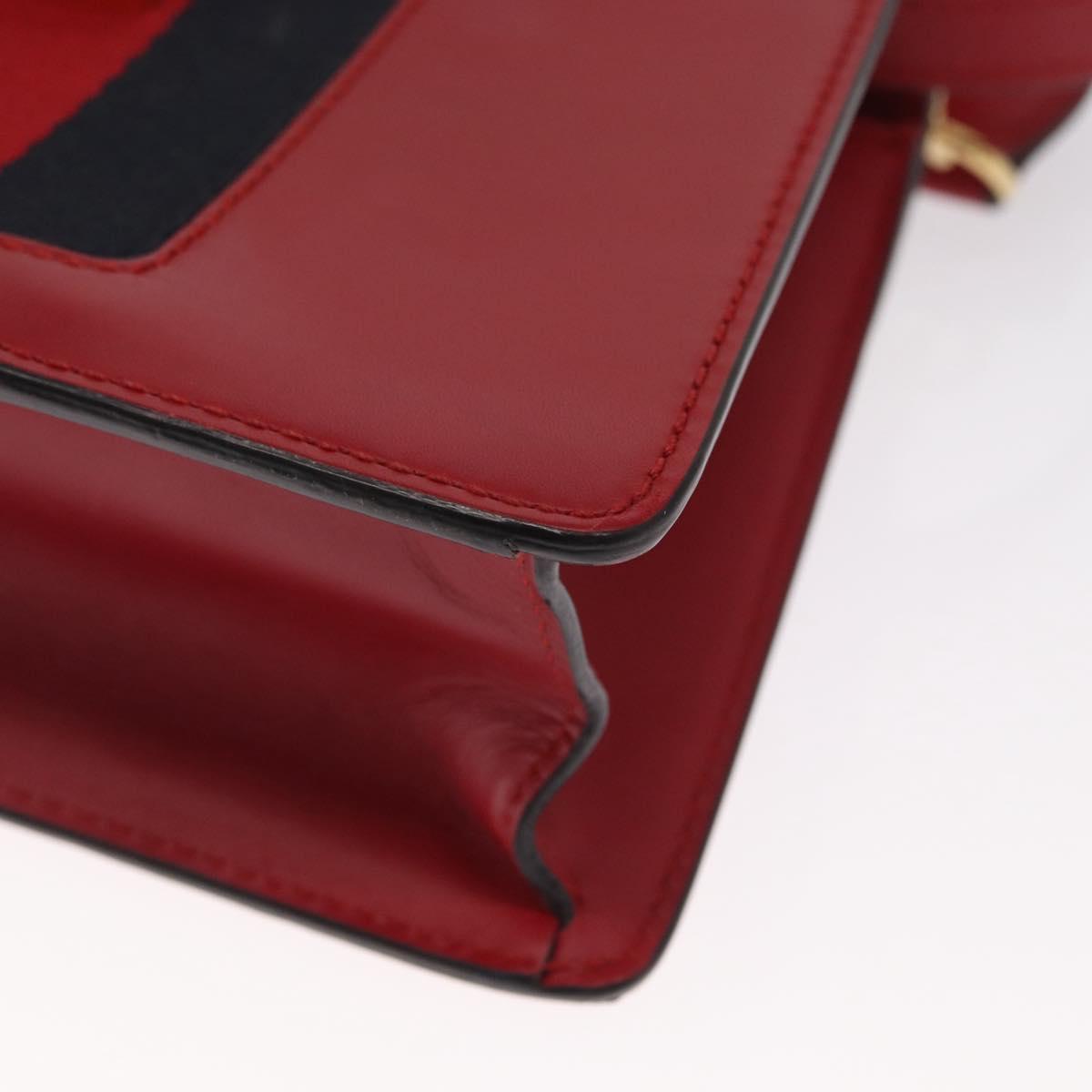 GUCCI Silvi Sherry Line Hand Bag Leather 2way Red Gold 470270 Auth 156170