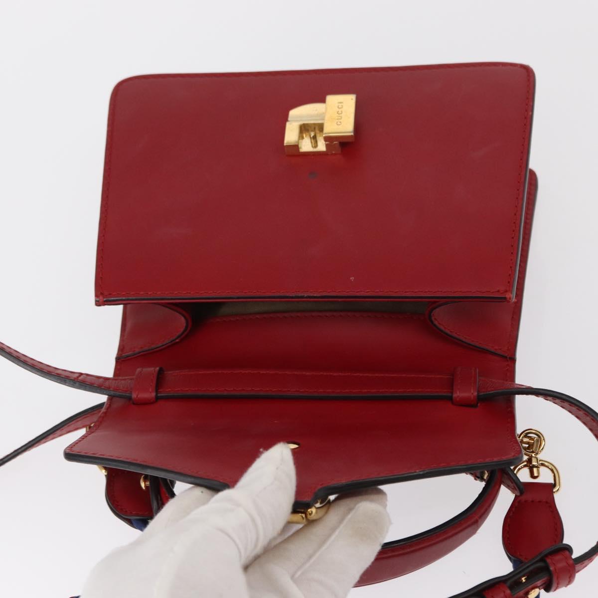 GUCCI Silvi Sherry Line Hand Bag Leather 2way Red Gold 470270 Auth 156170