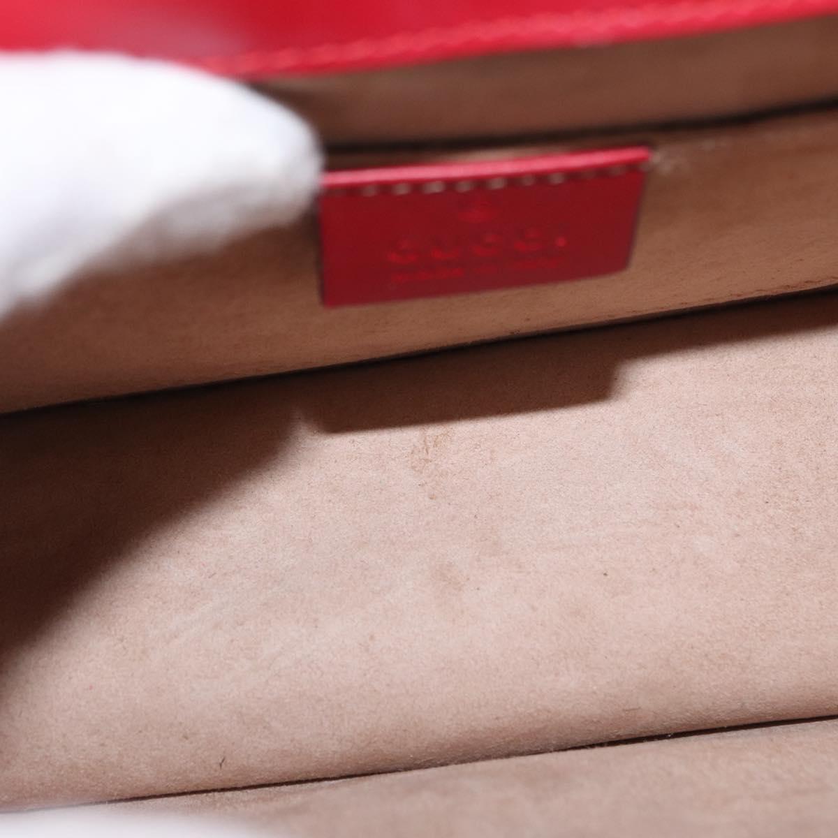 GUCCI Silvi Sherry Line Hand Bag Leather 2way Red Gold 470270 Auth 156170