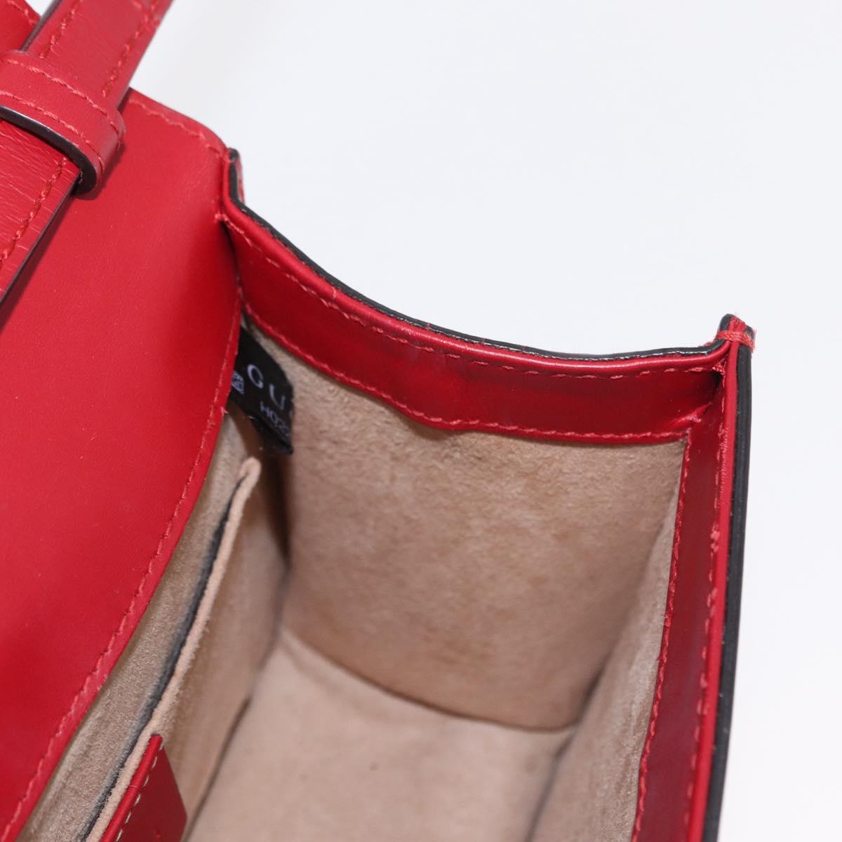 GUCCI Silvi Sherry Line Hand Bag Leather 2way Red Gold 470270 Auth 156170