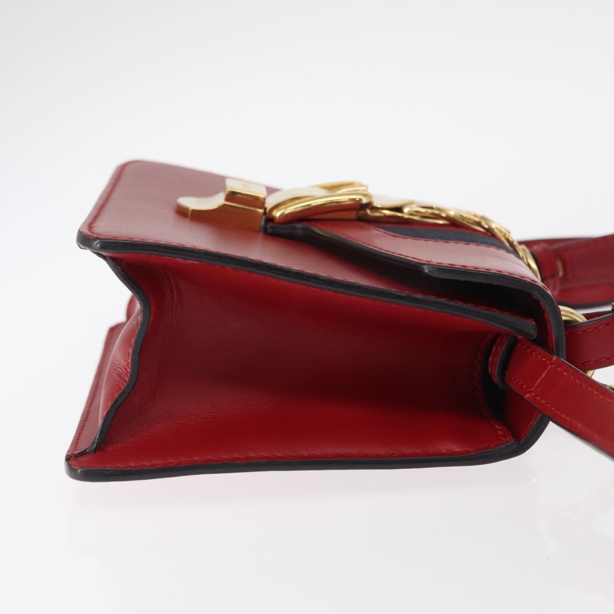 GUCCI Silvi Sherry Line Hand Bag Leather 2way Red Gold 470270 Auth 156170