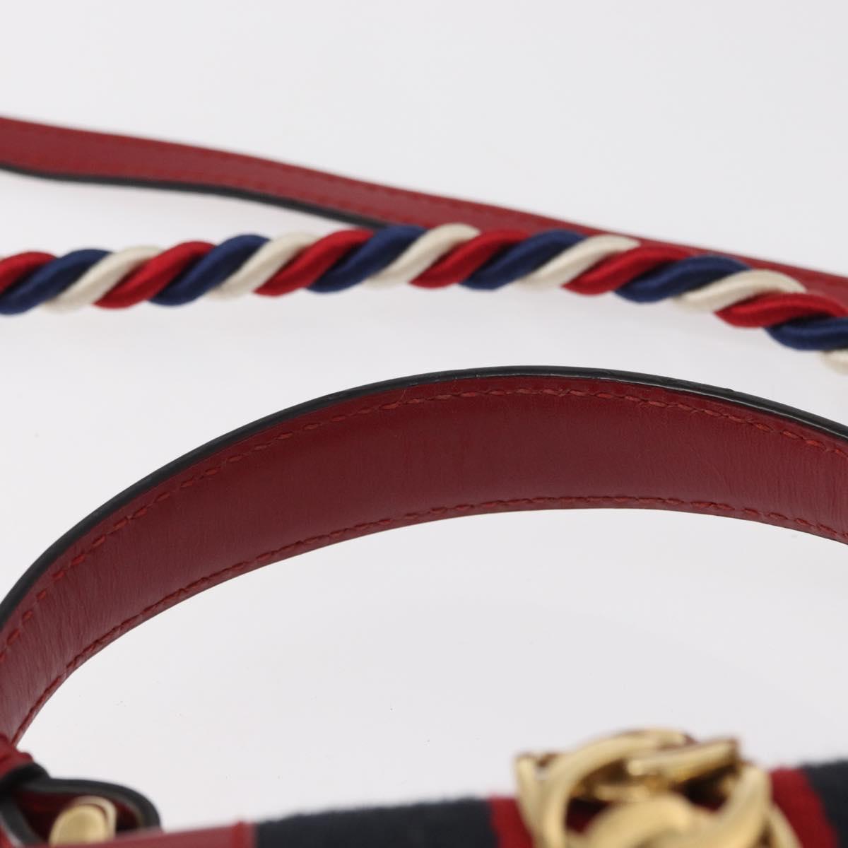 GUCCI Silvi Sherry Line Hand Bag Leather 2way Red Gold 470270 Auth 156170