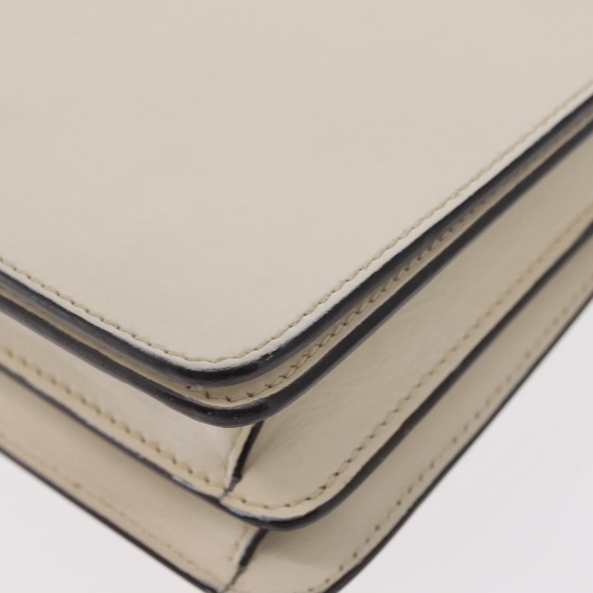 GUCCI Bamboo Shoulder Bag Leather White Silver 370817 Auth 156171