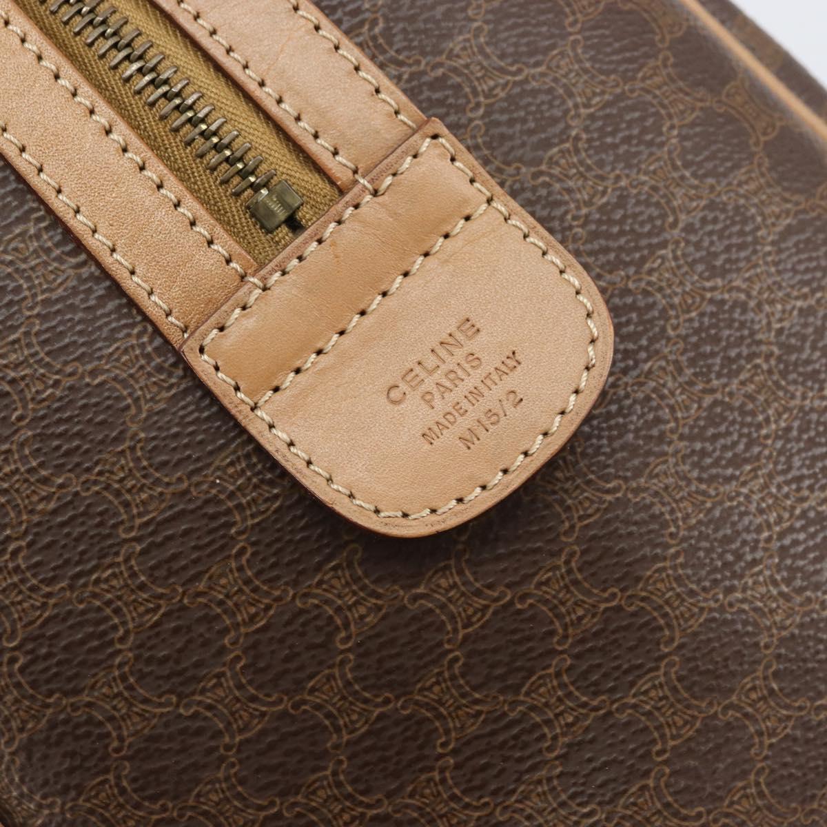 CELINE Macadam Canvas Shoulder Bag PVC Leather Brown Gold Auth 156172