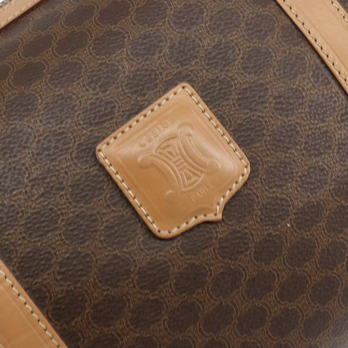 CELINE Macadam Canvas Shoulder Bag PVC Leather Brown Gold Auth 156172