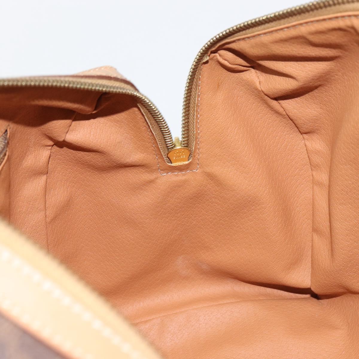 CELINE Macadam Canvas Shoulder Bag PVC Leather Brown Gold Auth 156172