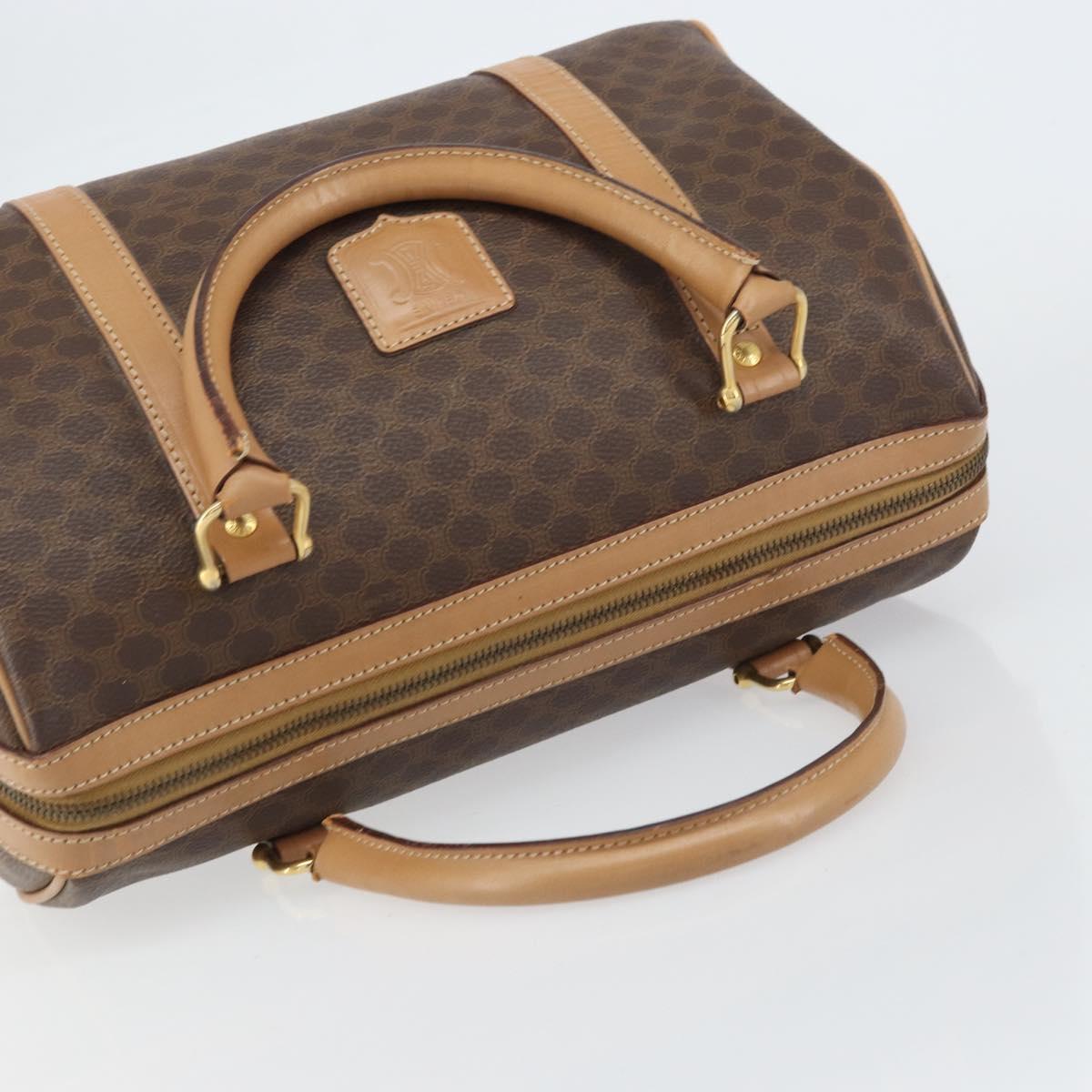 CELINE Macadam Canvas Shoulder Bag PVC Leather Brown Gold Auth 156172