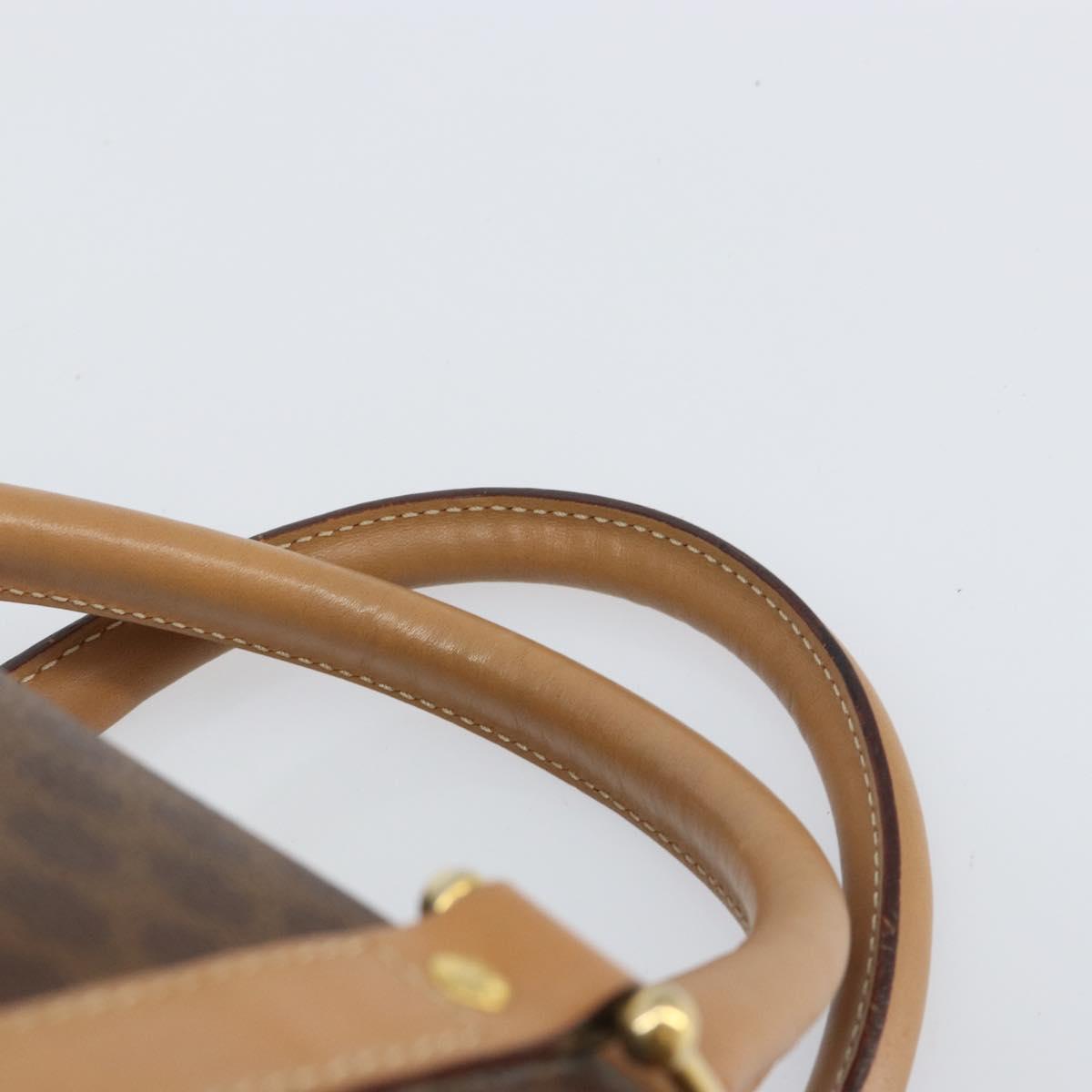 CELINE Macadam Canvas Shoulder Bag PVC Leather Brown Gold Auth 156172