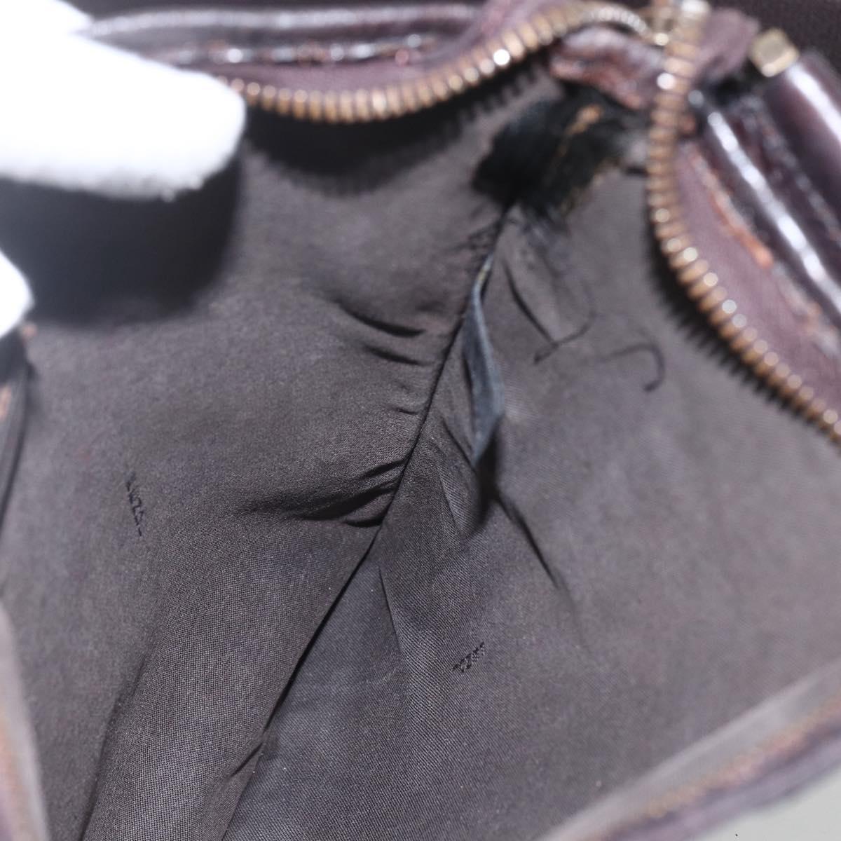 FENDI Zucca Canvas Shoulder Bag Black Brown gold Auth 156175