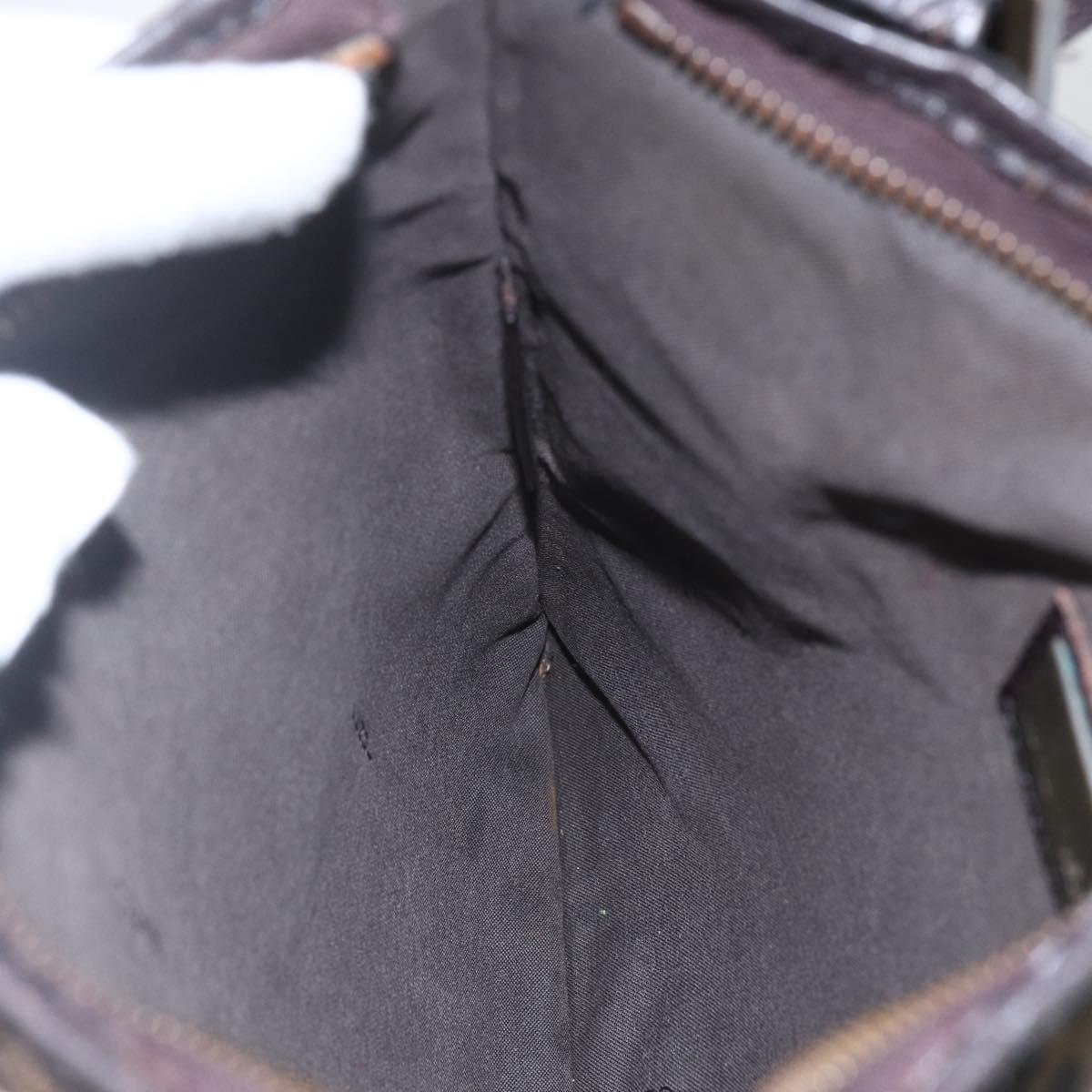 FENDI Zucca Canvas Shoulder Bag Black Brown gold Auth 156175