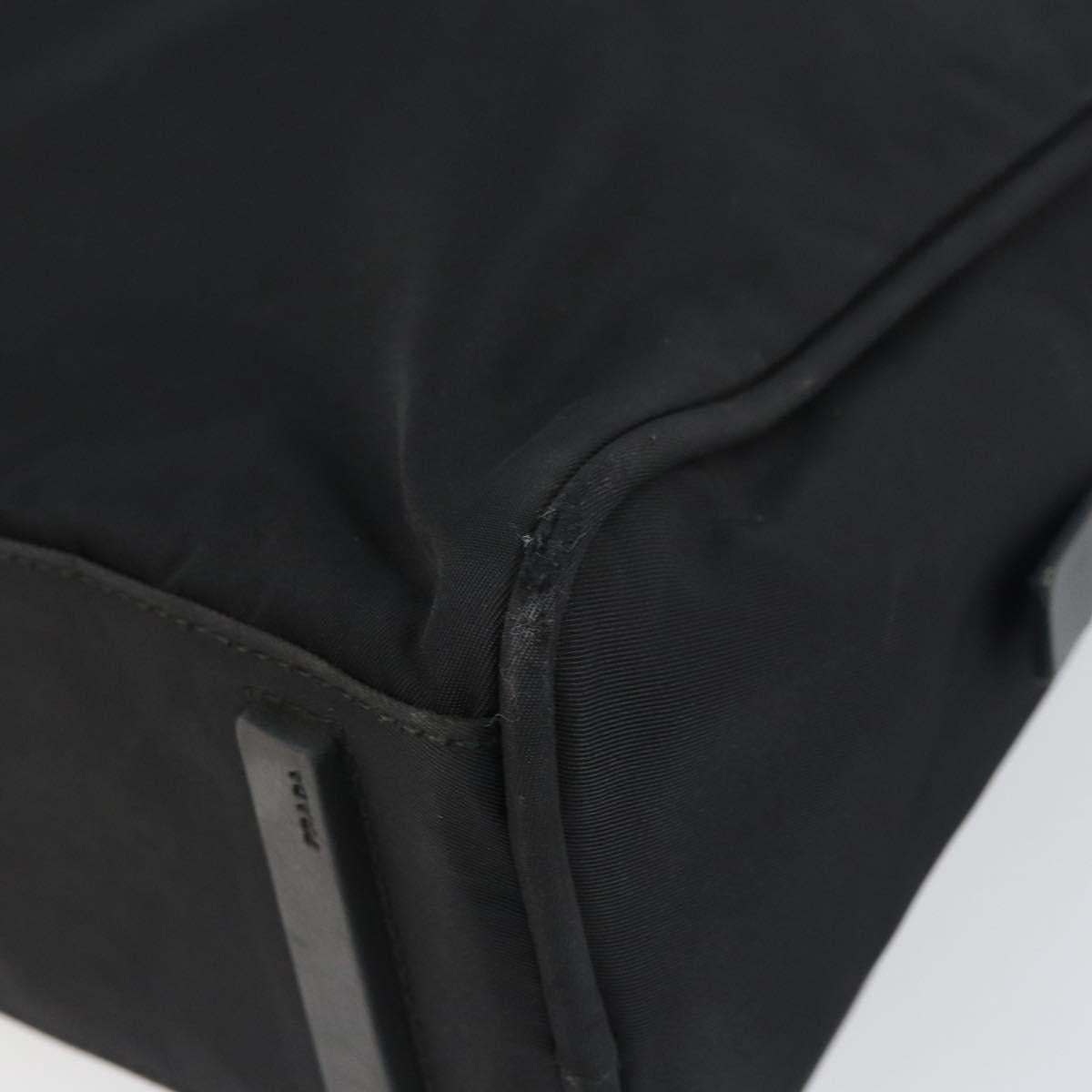 PRADA Tote Bag Nylon Black Gold Auth 156177