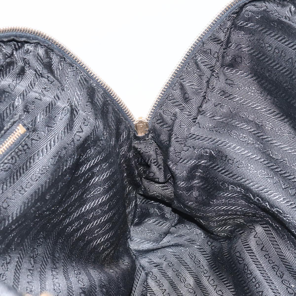 PRADA Tote Bag Nylon Black Gold Auth 156177