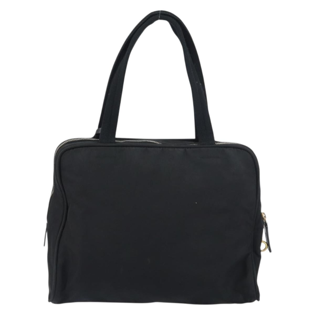 PRADA Tote Bag Nylon Black Gold Auth 156177
